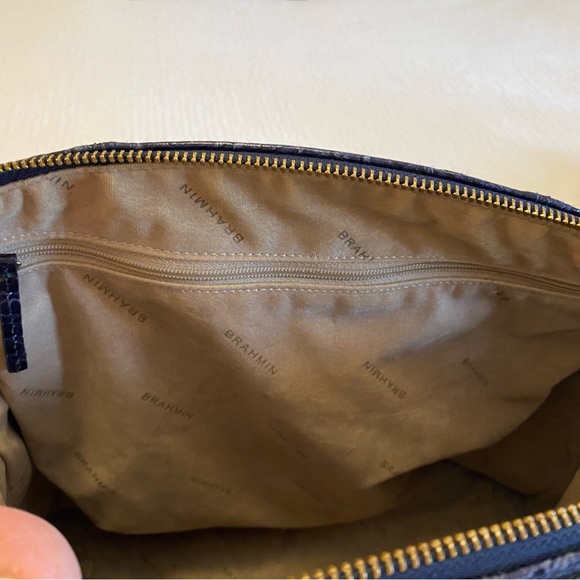 Brahmin Duxbury Crossbody Satchel. Cobalt Blue Melbourn, Croc-Embossed. - Picture 7 of 16